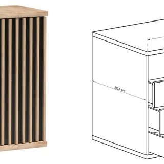 zestaw mebli z lamelami na nóżkach Cali 1 komplet witryna komoda rtv panel ława loft artisan czarny do pokoju salonu