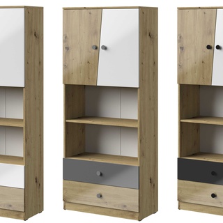 zestaw meble młodzieżowe dziecięce Nero 3 biurko szafa regał w połysku