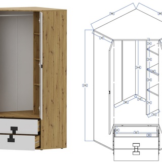 szafa 88 narożna Index 02 szuflady półki rogowa młodzieżowa dzieci