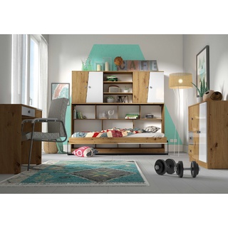 zestaw nowoczesny Nero 5 półkotapczan biurko komoda w połysku