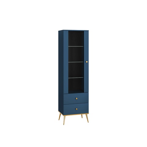 Glasvitrine MARINE 01 hoher Schrank mit Schubladen für Wohnzimmer Schlafzimmer