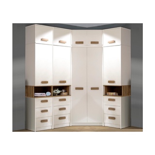 zestaw narożna garderoba Grant 34 wysoka duża półki szuflady drążki