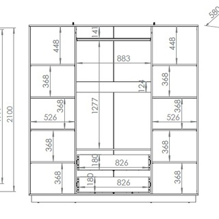 szafa 200 z lustrem szufladami półkami Urso 01 czterodrzwiowa loft lamele - frezowana dąb craft złoty czarny do pokoju sypialni