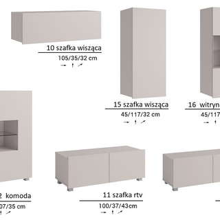 zestaw meblościanka wisząca Calabrini 21 rtv nowoczesna kaszmir