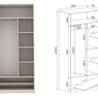 szafa 310 korpus Tres Z otwarta garderoba półki szuflady drążki kaszmir