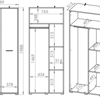 zestaw Caro 4 szafa wieszak szafka na buty siedzisko do korytarza