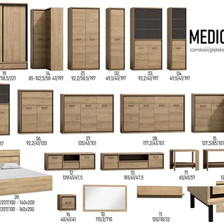 szafa 102 ,5 - 85 narożna Mediolan 14 rogowa z półkami drążkiem duża