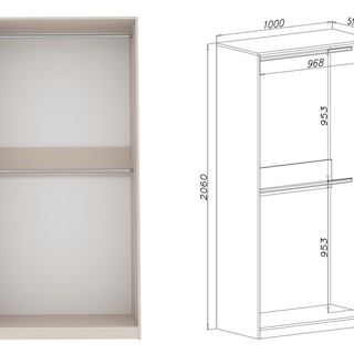szafa 100 z nadstawką wysoka Tres 01/1N otwarta wnękowa z drążkami