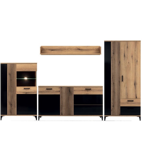 Zestaw loft na nogach ARIS D komoda szafa witryna meblościanka