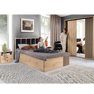 zestaw sypialnia loft cali 7 łóżko z pojemnikiem szafki szafa z lustrem