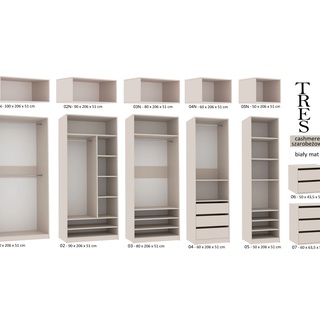 szafa 100 wysoka bez drzwi Tres 01/1N z nadstawką wnękowa z drążkami