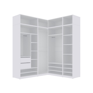 szafa 90 wysoka z nadstawką Tres 02/2N bez drzw z półkami drążkiem biała