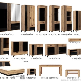 zestaw sypialnia nowoczesna Aris 5 łóżko szafa komoda foft czarna