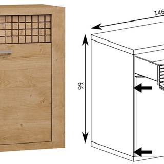 komoda 146 ,5 nowoczesna Natural 08 z szufladami półkami szafka
