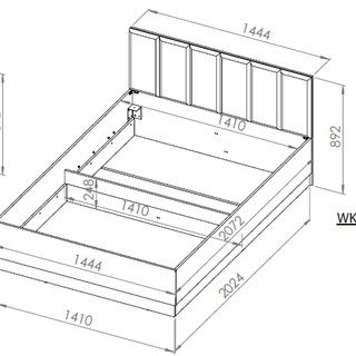 łóżko 140x200 z pojemnikiem podnoszone Urso 1301 loft duże młodzieżowe sypialniane małe 140 dąb craft czarny do pokoju sypialni