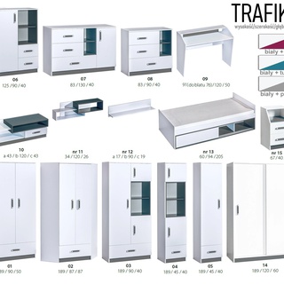 Komoda 90 wysoka szafka z szufladami Trafiko 06 na zabawki regał