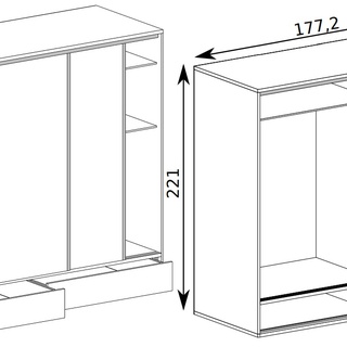 zestaw nowoczesny Mediolan D łóżko z pojemnikiem szafka nocna szafa