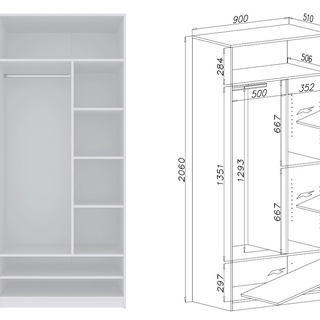 szafa 90 wysoka z nadstawką Tres 02/2N bez drzw z półkami drążkiem biała