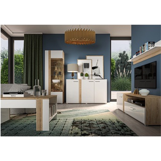 półka 134 wisząca Adagio 09 na ścianę duża biała + dąb do pokoju