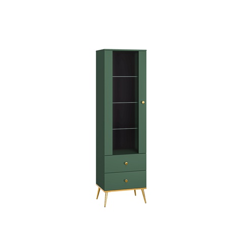 Glasvitrine FOREST 01 hoher Schrank mit Schubladen für Wohnzimmer Schlafzimmer
