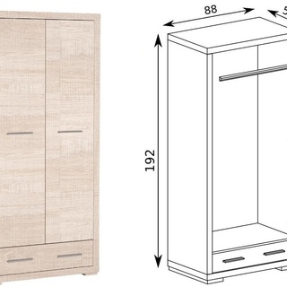 szafa 88 ubraniowa Vegas 37 z szufladą dwudrzwiowa do pokoju sypialni