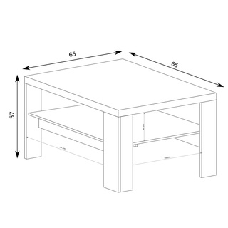 ława 65 mała z półką Natural 19 stolik kawowy kwadrat do pokoju biura