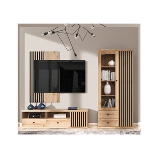 zestaw nowoczesny Cali 2 loft witryna szafka rtv z nogami meblościanka