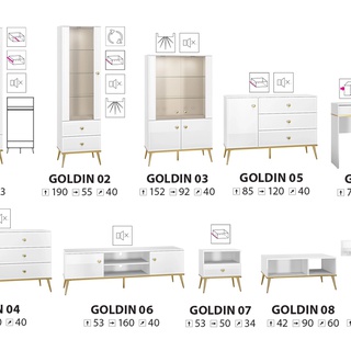 toaletka konsola 100 z szufladą Goldin 10 glamour biała w połysku