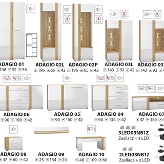 komoda 190 duża szeroka Adagio 06 szafka z szufladami z półkami