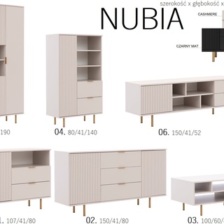 zestaw pokojowy Nubia 10 komoda szafka rtv regał ława na nóżkach