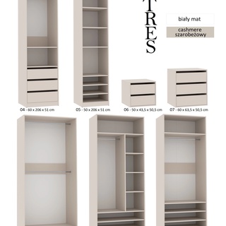szafa 180 bez drzwi Tres W z półkami zestaw nowoczesna garderoba