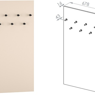 wieszak 34 na ścianę duży Sophie 19 panel z wieszakami cashmere kaszmir do przedpokoju korytarza poczekalni