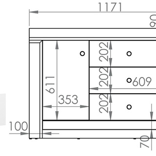 komoda 117 z szufladami półką Lahti 10 szafka elegancka biała do pokoju