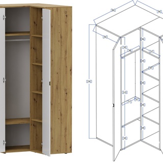 szafa 80 narożna Index 03 z półkami rogowa nowoczesna ubraniowa