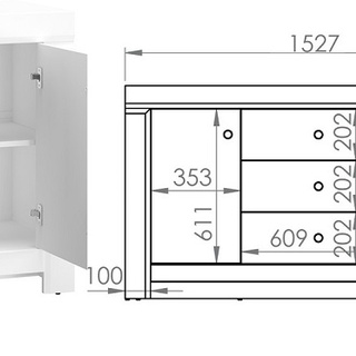 komoda 153 z drzwiami szufladami Lahti 09 szafka duża szeroka biała