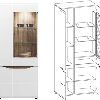 zestaw Lionel 5 witryna komoda z barkiem ława do pokoju salonu