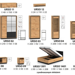 zestaw nowoczesny loft Urso 4 komoda z szufladami szafa z lustrem