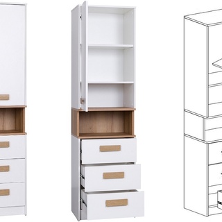 zestaw narożna garderoba Grant 34 wysoka duża półki szuflady drążki