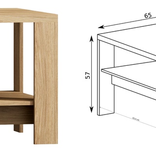 ława 65 mała kawowa Mediolan 17 stolik kawowy z półką do pokoju biura