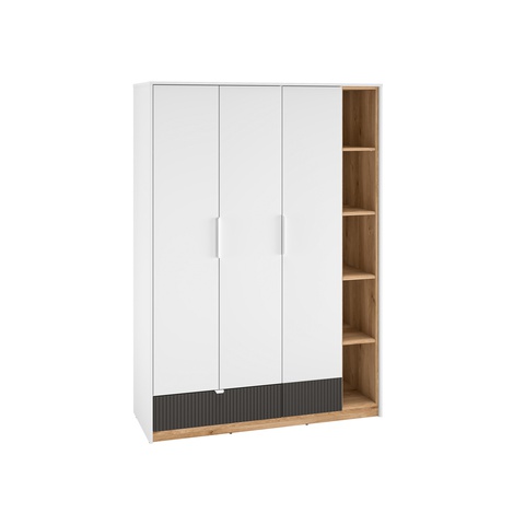 Kleiderschrank Torino 01 dreitürig mit offenem Regal 138x196x53