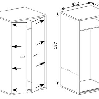 szafa 92 ,2 ubraniowa Mediolan 01 dwudrzwiowa do pokoju sypialni