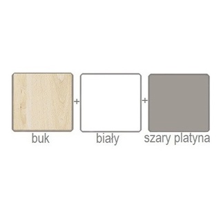 Komoda 92 wysoka z szufladami półkami Drop 07 szafka na odzież zabawki regał niski buk biały szary do pokoju sypialni