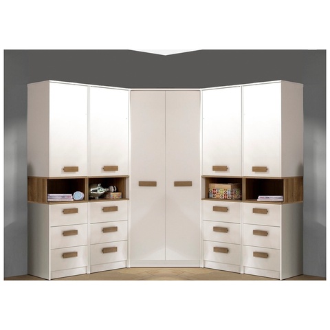 Zestaw regał i szafa GRANT 41 rogowa narożna garderoba duża biała