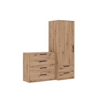 zestaw Arti O mała wąska szafa z półkami komplet do pokoju sypialni