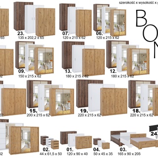 szafa 180 przesuwna Bono 13 biała monastery dąb artisan do pokoju