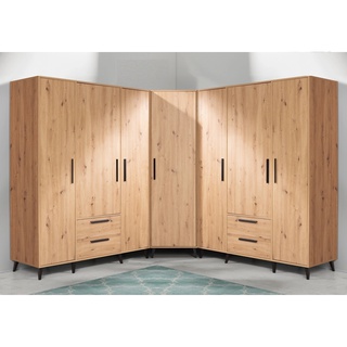 zestaw narożna garderoba ARTI 5 szafa rogowa duża na nogach do sypialni