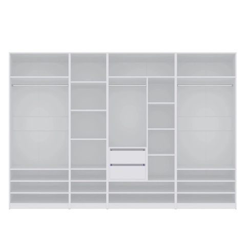 offen Garderobenschrank 300 cm mit Regalsystem, Schubladen TRES Q  für Schlafzimmer