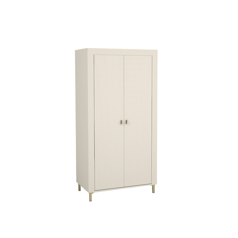 Mossa 01 eleganter zweitüriger Kleiderschrank mit Kleiderstange und Einlegeböden Cashmere+Eiche Whisky FLur Schlafzimmer