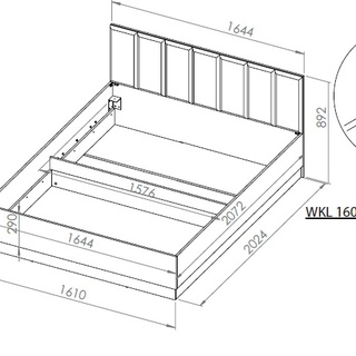 łóżko 160x200 sypialniane Urso 1402 loft z zagłówkiem tapicerowanym 160 dąb craft złoty czarny do sypialni