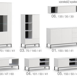 zestaw meblościanka rtv Querty D na nóżkach nowoczesna biała dąb